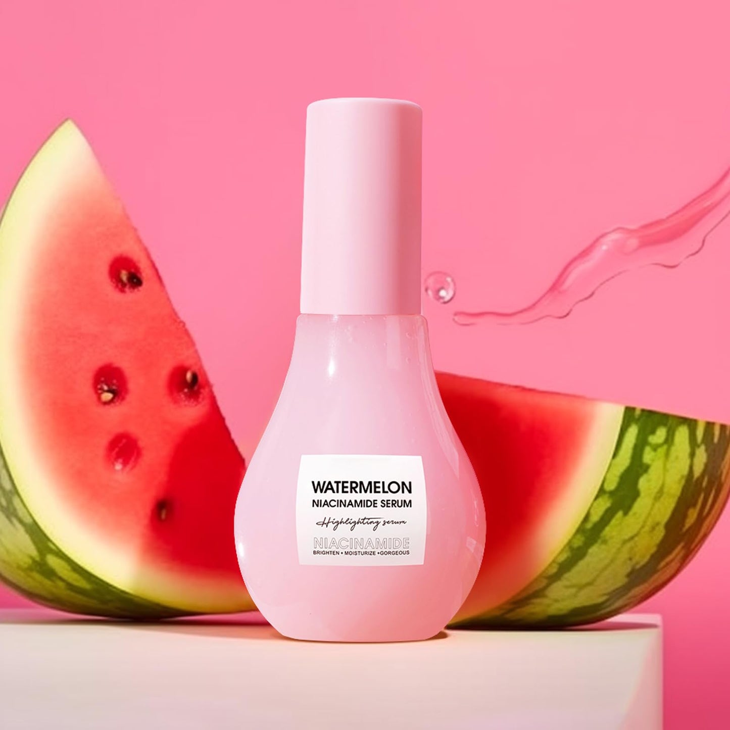 Watermelon Glow Niacinamide Moisturize Serum, Ksndurn Facial Serum with Hyaluronic Acid Glycerin Vitamin E - Lightweight Facial Serum & Priming Liquid Highlighter (60ml)