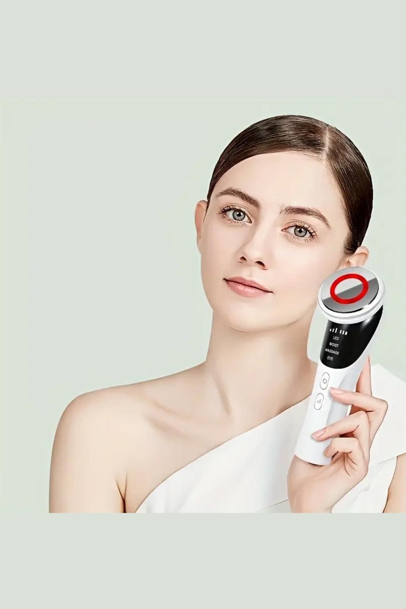 LED Facial Massage Device, 4 Modes, Cold Photon Beauty Treatment, USB Rechargeable, White
