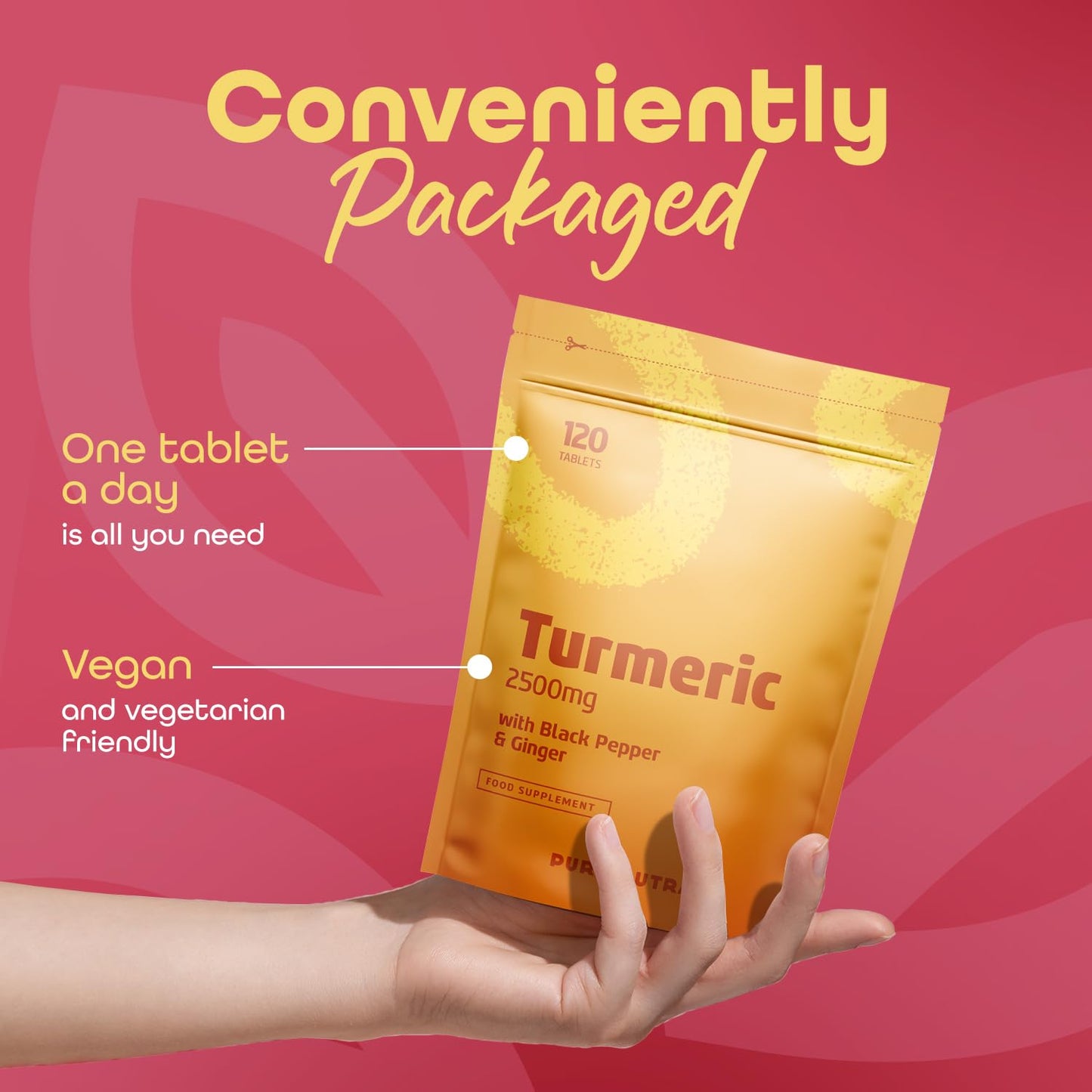 Turmeric 2500mg with Ginger and Black Pepper from Pure Nutra Brand 120 Tablets x 1|4 Months Supply
