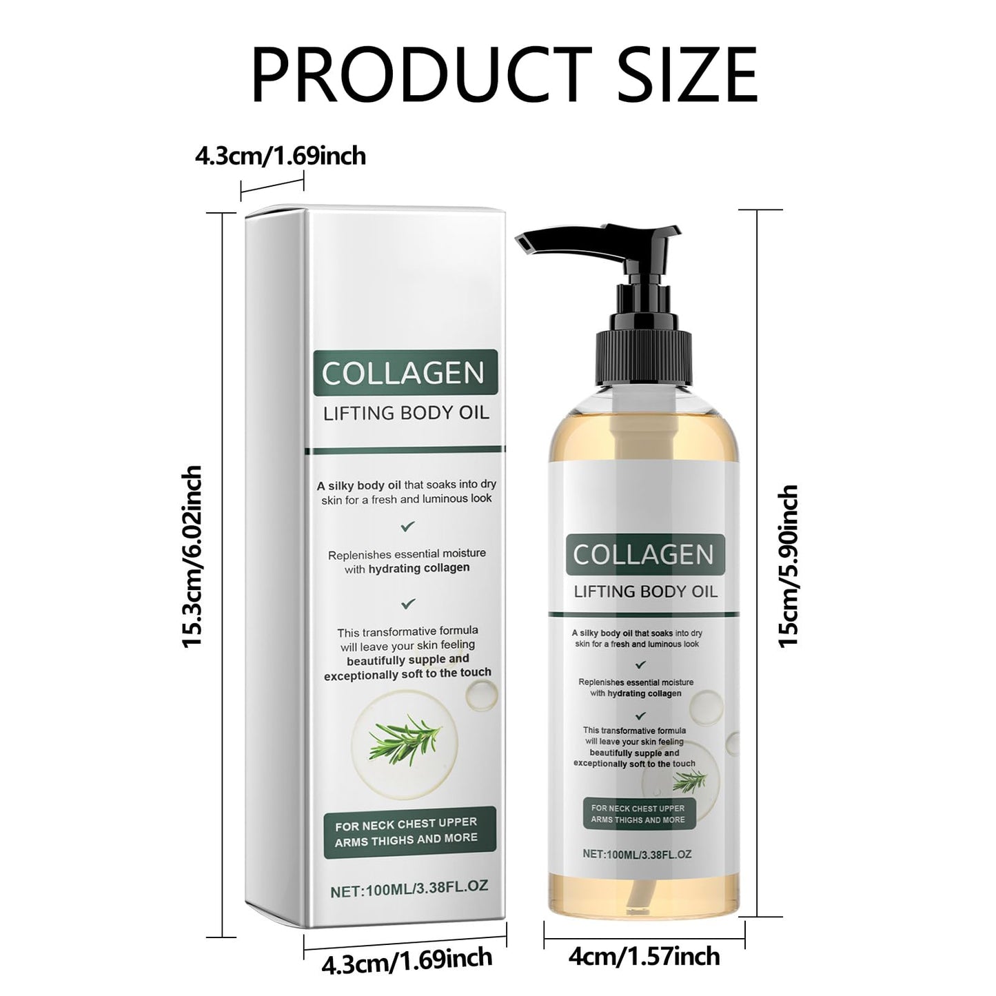 AuraBeen 2PCS Collagen Body Oil Set - Firming, Moisturizing, and Nourishing Massage Oil for Skin Care