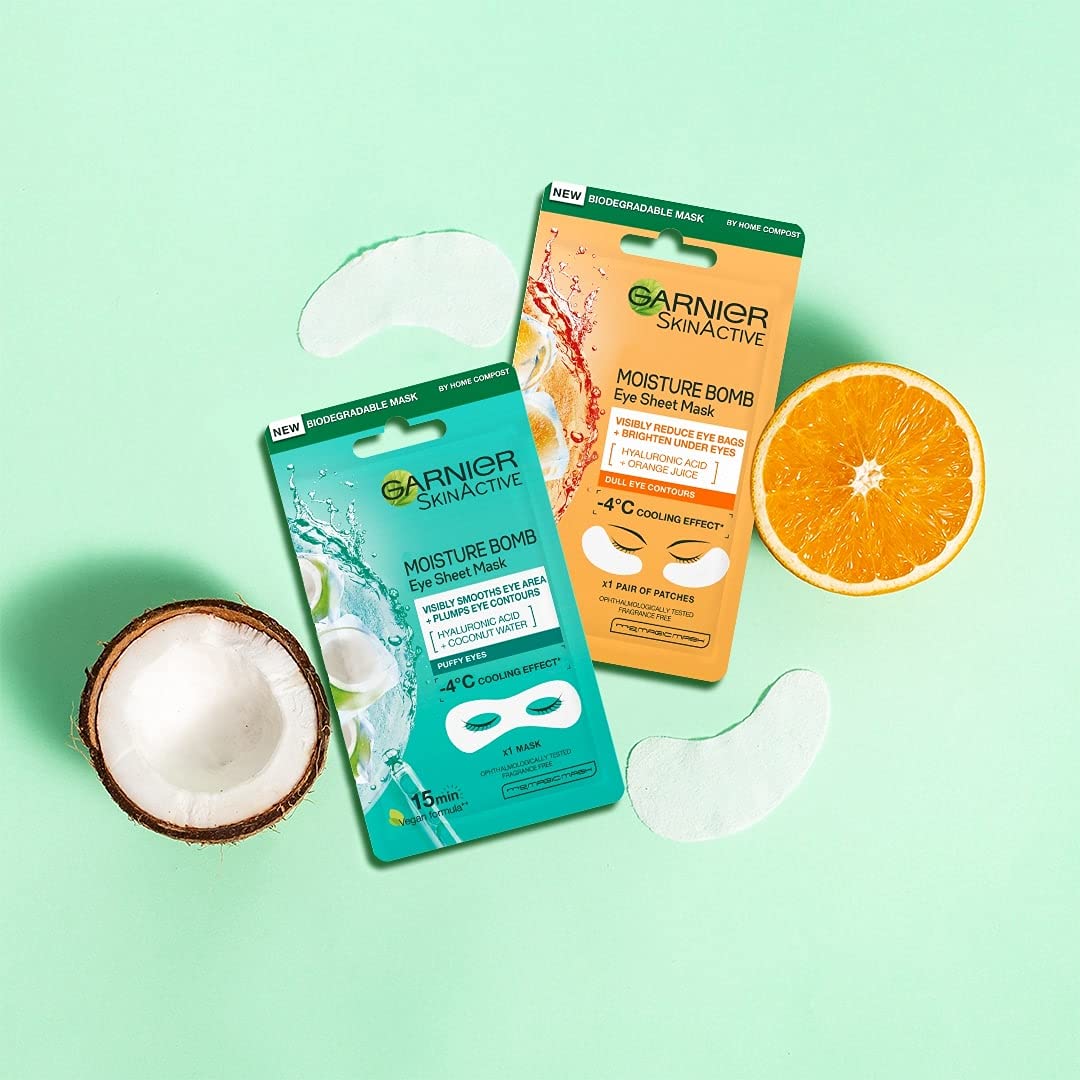 Garnier Sheet Mask Eye Mask Collection, Gift Set with 3 Eye Masks, Pampering Beauty Gift For Her, for Men & Women, Vegan Sheet Masks