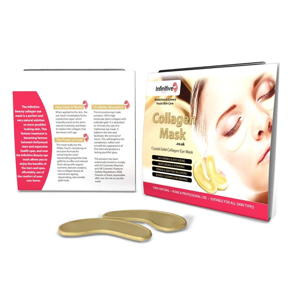 Infinitive Beauty - 3 x Pack New Crystal 24K Gold Powder Gel Collagen Eye Mask Masks Sheet Patch, Anti Ageing Aging, Remove Bags, Dark Circles & Puffiness, Skincare, Anti Wrinkle,