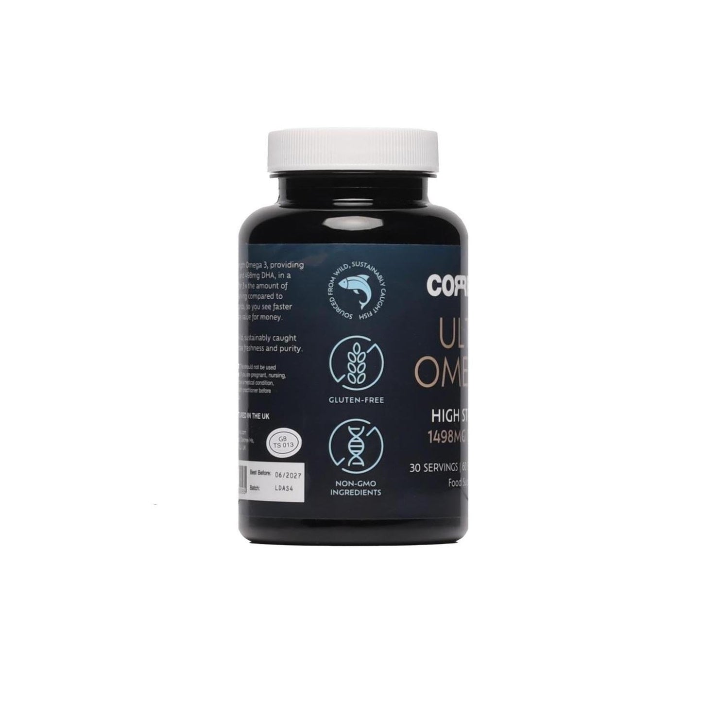 CORREXIKO Ultra Omega 3 Capsules - High Strength 1000mg EPA & 498mg DHA - Aids Skin Hydration to Reduce Fine Lines & Dry, Dehydrated Skin - Supports Joint & Brain Health - 60 Tablets, 1 Month Supply