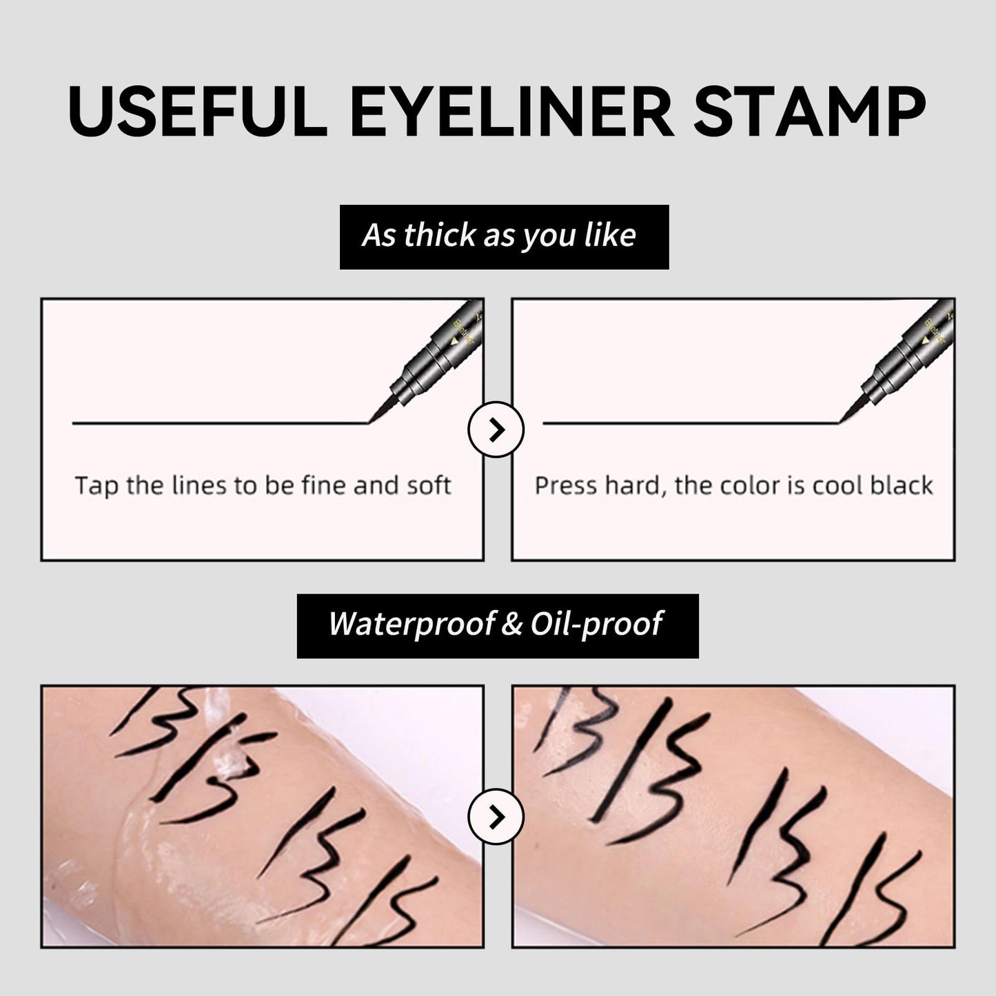 4Pcs Erinde Double-headed Liquid Eyeliner Stamp Pen Set, Eye Liners for Women, Eyeliner Pencil Black Eye Liner Stencil, Eyeliner Tattoo Tool, Eyeliner Stamp Shapes Star, Heart