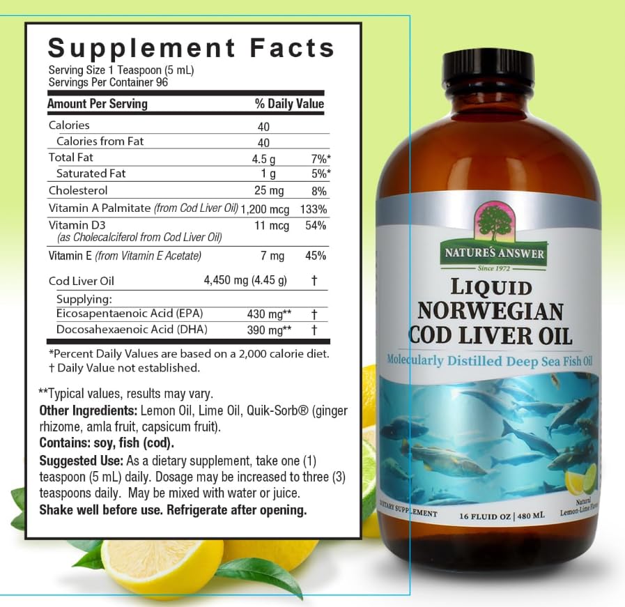 Generic Natural's Answer Liquid Omega-3 Fish Oil – 480 ml – Natural Lemon Flavour – High EPA & DHA – Supports Heart, Brain & Joint Health