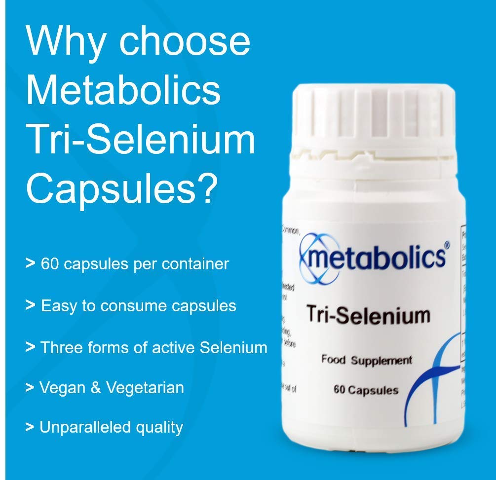 Metabolics Tri-Selenium Complex Capsules - Contains Three Forms of Selenium, Sodium Selenate, Methylseloncysteine & L Selenomethione | Vegan Selenium Supplement 196mcg