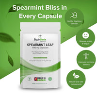 Bodygenix Spearmint Leaf Capsules - 500mg Hormonal Balance Digestive Health Fatigue & Stress Relief Support Antioxidant Formula Natural Food Supplement - 60 Capsules 2 Month Supply