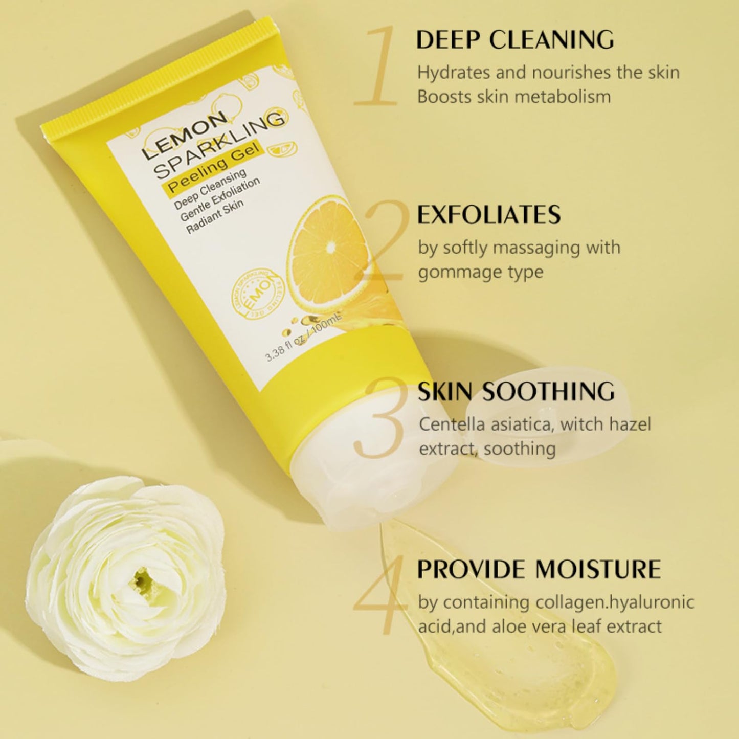 Trendyfave Lemon Peeling Gel, Vita Lemon Face Scrub Exfoliator with Purifying Exfoliating Gel – Vitamin C & Niacinamide for Glowing Skin, Face Exfoliator Scrub for Radiant Skin, Face & Body &Knee (100ml)