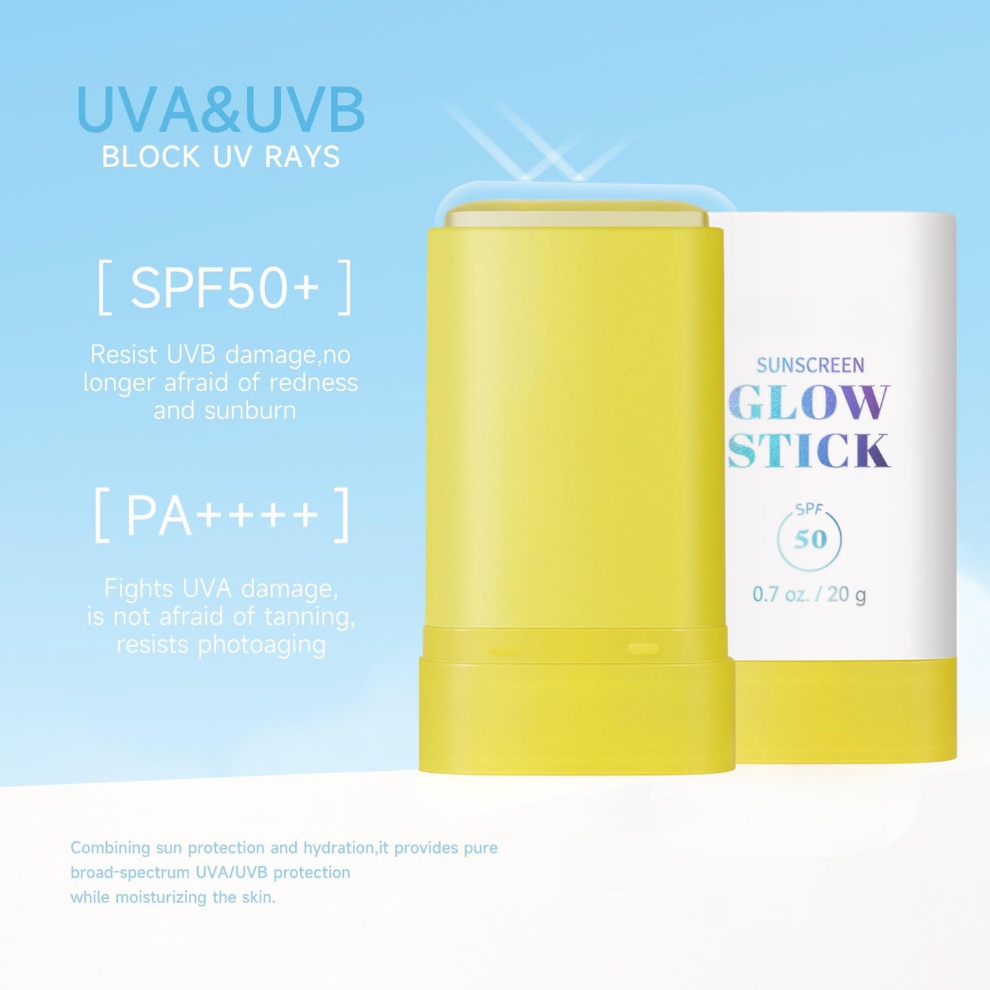 IZBEAUVO Invisible Glow Sun Stick SPF 50+, Sunscreen Stick for Sensitive Skin, Broad Spectrum Sun Cream, Sunblock Facial Balm, Non-Greasy,Mild And Non-Irritating,Lightweight,Smooth,Moist & Nourishing
