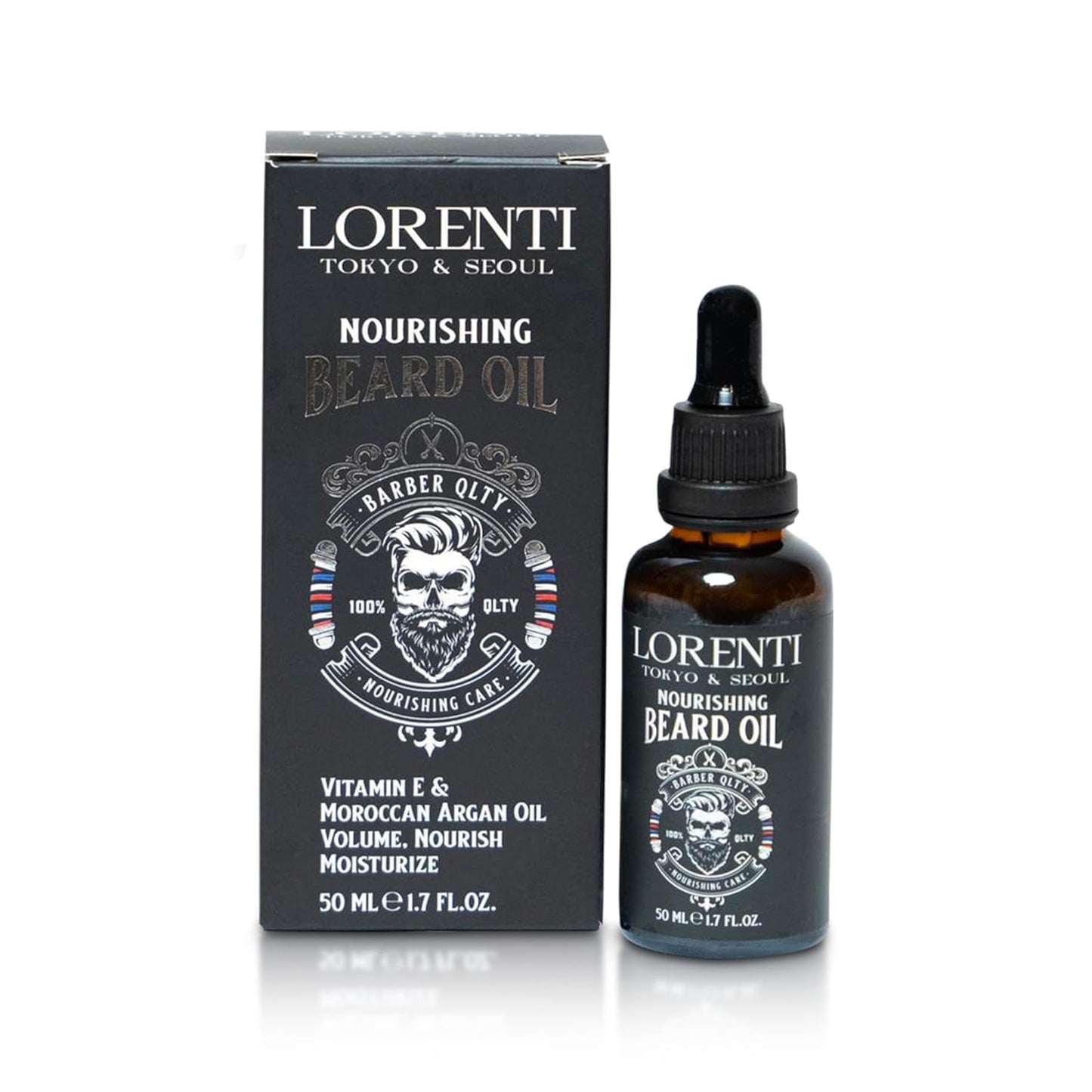 Lorenti Premium Beard Oil 100% Natural Beard Conditioner & Organic Moroccan Argan | Vitamin E Beard Oils Helps Volume, Moisturize & Nourish Beard Growth 1.69 Fl Oz (50ml)