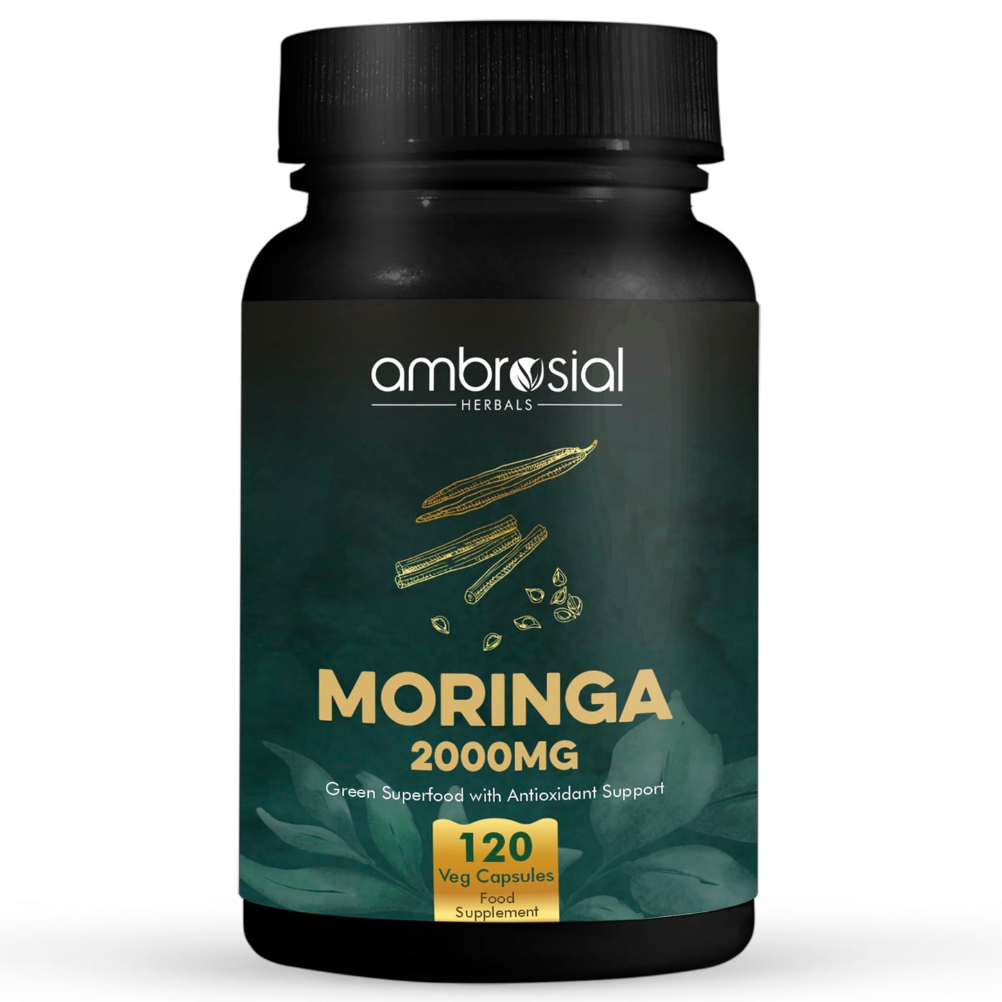 AMBROSIAL Ambrosial Premium Organic Moringa Capsules 2000MG - High Strength Antioxidant Superfood Supplement for Energy and Wellness - 120 Veg Capsules