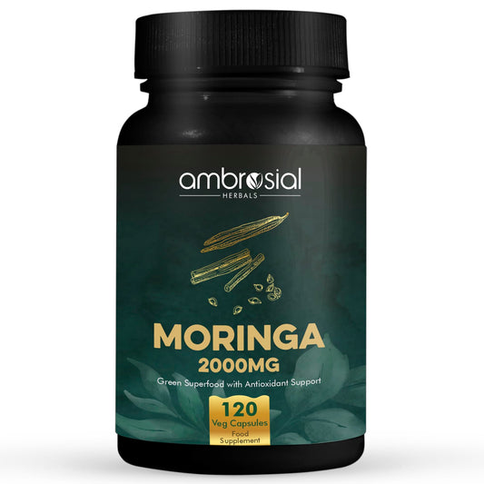 AMBROSIAL Ambrosial Premium Organic Moringa Capsules 2000MG - High Strength Antioxidant Superfood Supplement for Energy and Wellness - 120 Veg Capsules