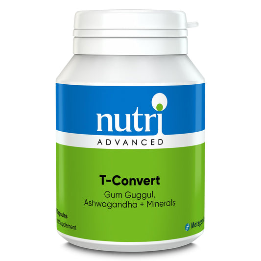 Nutri Advanced - T-Convert - Gum Guggul with Ashwagandha, Selenium and Zinc - Healthy Thyroid Hormone Conversion - 60 Capsules