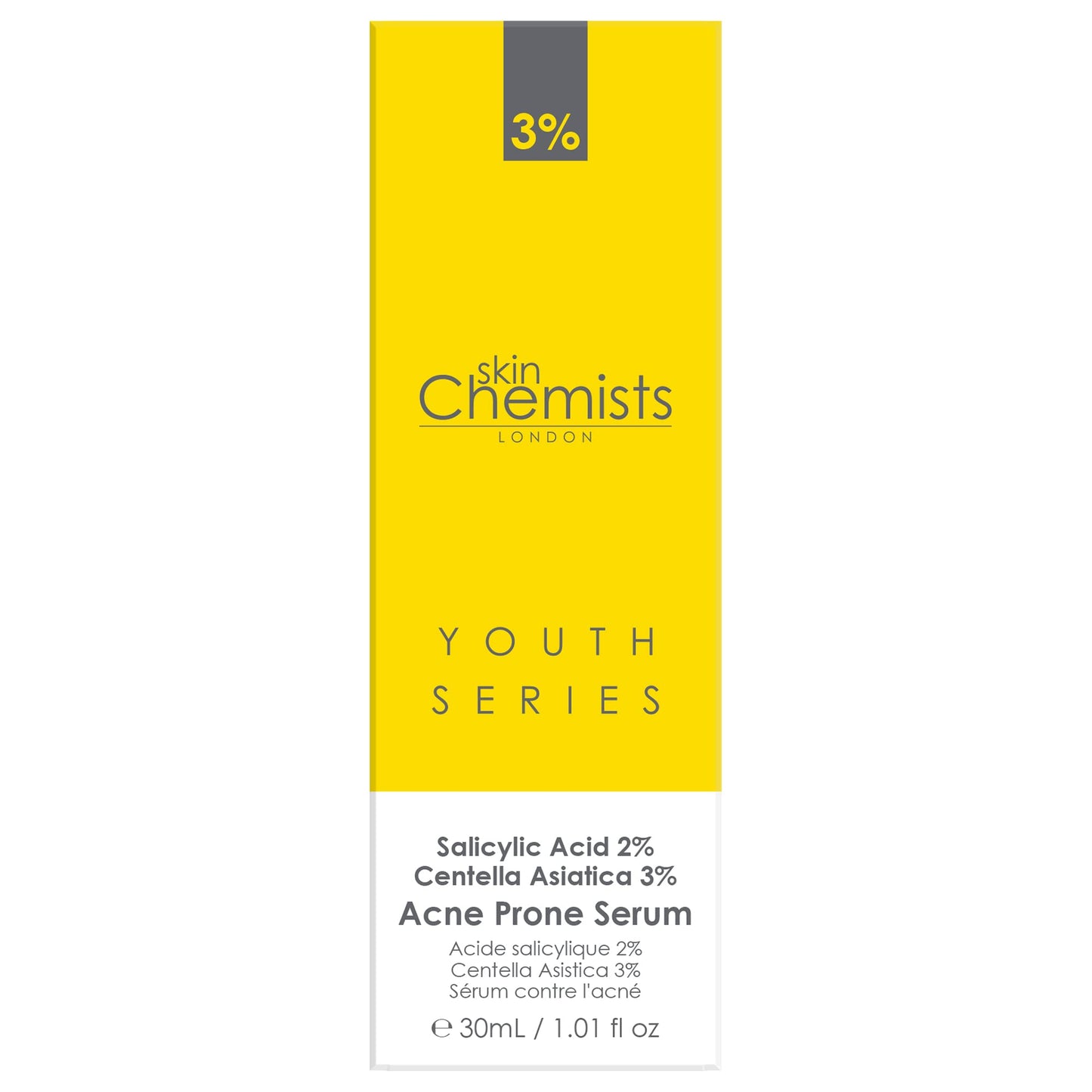 skinChemists Acne Prone Face Serum with Salicylic Acid 2% & Centella Asistica 3% 30ml | Reduce Blemishes & Unclog Pores - Enhance Skin Tone & Texture - Clear, Healthy, Radiant Skin