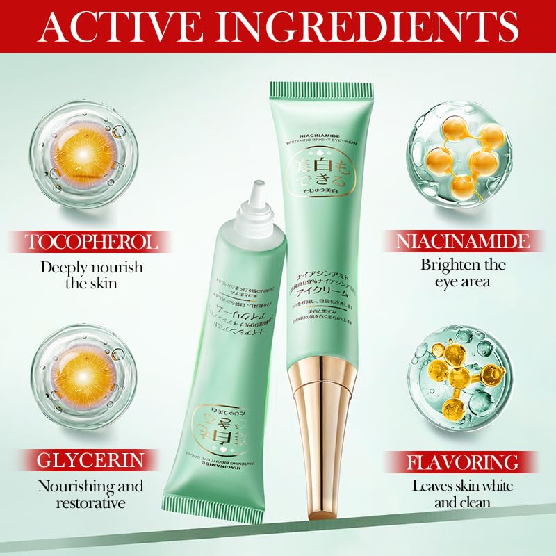 ZQUKAMZ Beauty Brighten + Glow Niacinamide Eye Cream – Illuminating Brightening Cream to Help Hydrate & Reduce the Look of Dark Circles – 30 ML