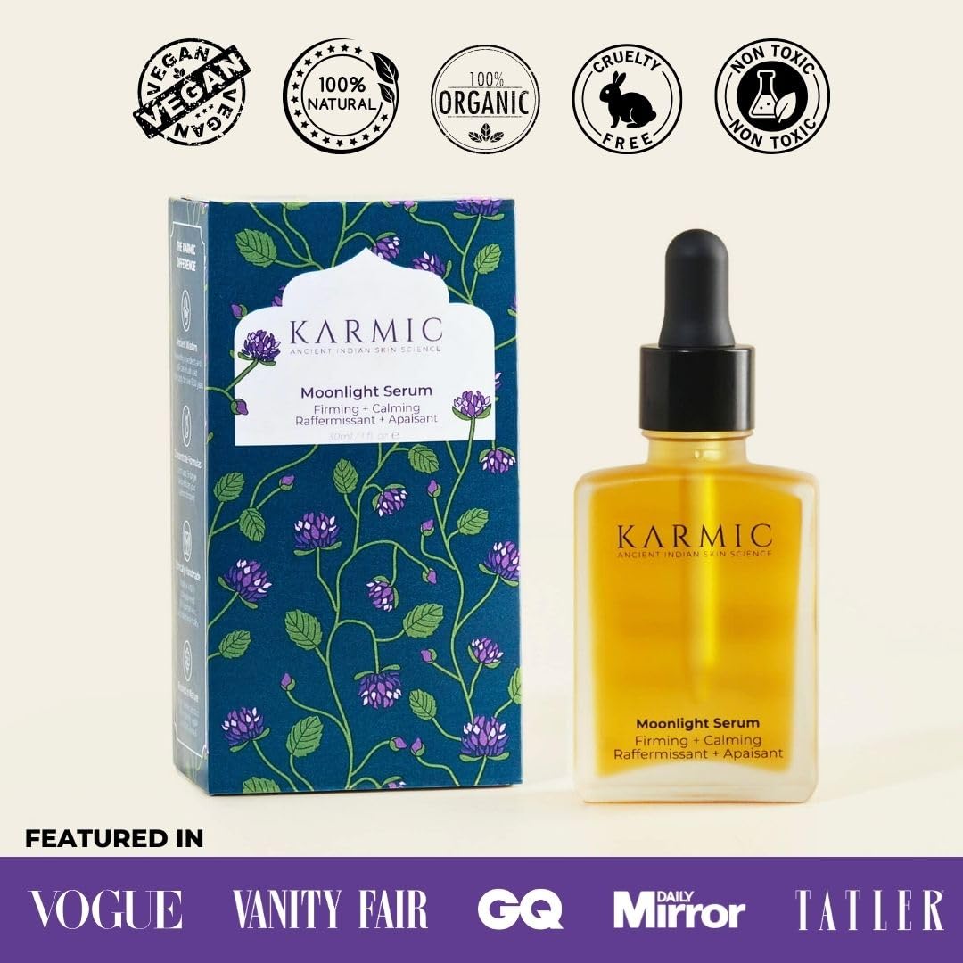 Karmic Skin Anti Ageing Face Serum: Bakuchiol + Vitamin C | Wrinkles, Dark Spots, Hyperpigmentation Night Treatment | Best Natural Retinol | Hydrating Collagen Boosting Facial Oil | Dark Spot Remover