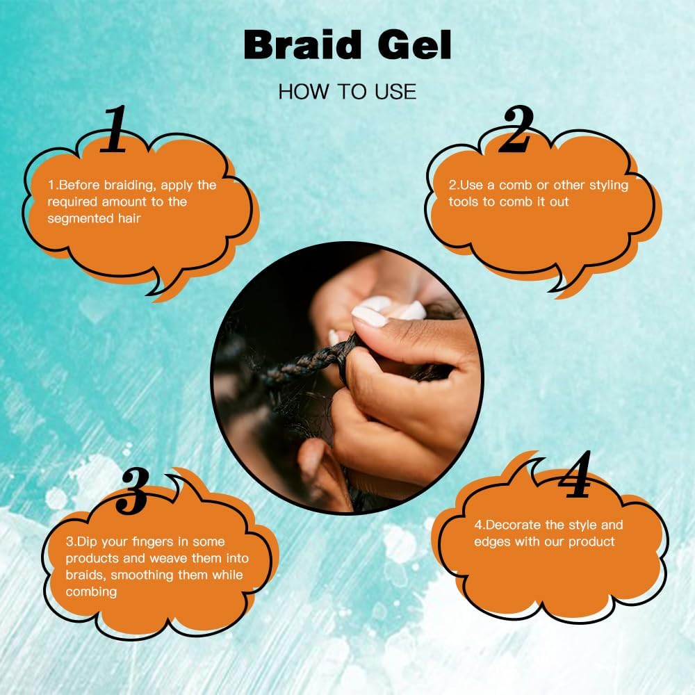 wodemate Braiding Gel | Neat Braid Gel & Shining Hair Jam & Edge Control |Extreme Hold, No Flaking & Long Lasting | Loc Gel for Retwist, Box Braids & Cornrows | 16 oz