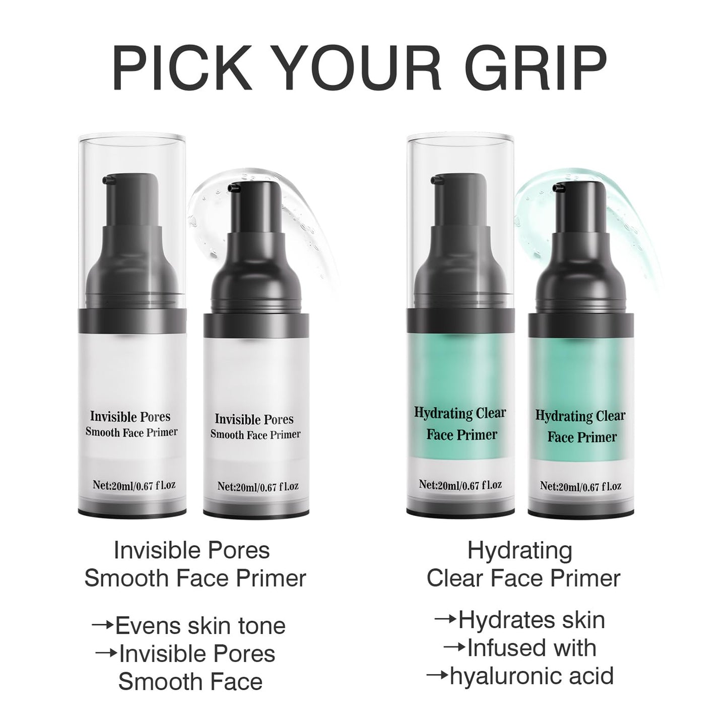 Skynest 2Pcs Poreless Smoothing Face Primer & Hydrating Face Primer,Restoring Makeup Primer For Flawless,Smooth Skin & Long-Lasting Makeup,Fills In Pores & Fine Lines,Vegan & Cruelty-free