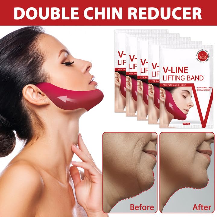 5 Pieces Double Chin Lifting Mask,Chin Lift Mask, Easy to Use Ear-Hanging Design, Shaping and Tightening Jawline, Moisturizing and Lifting, Beauty Tool Suitable for Face and Neck