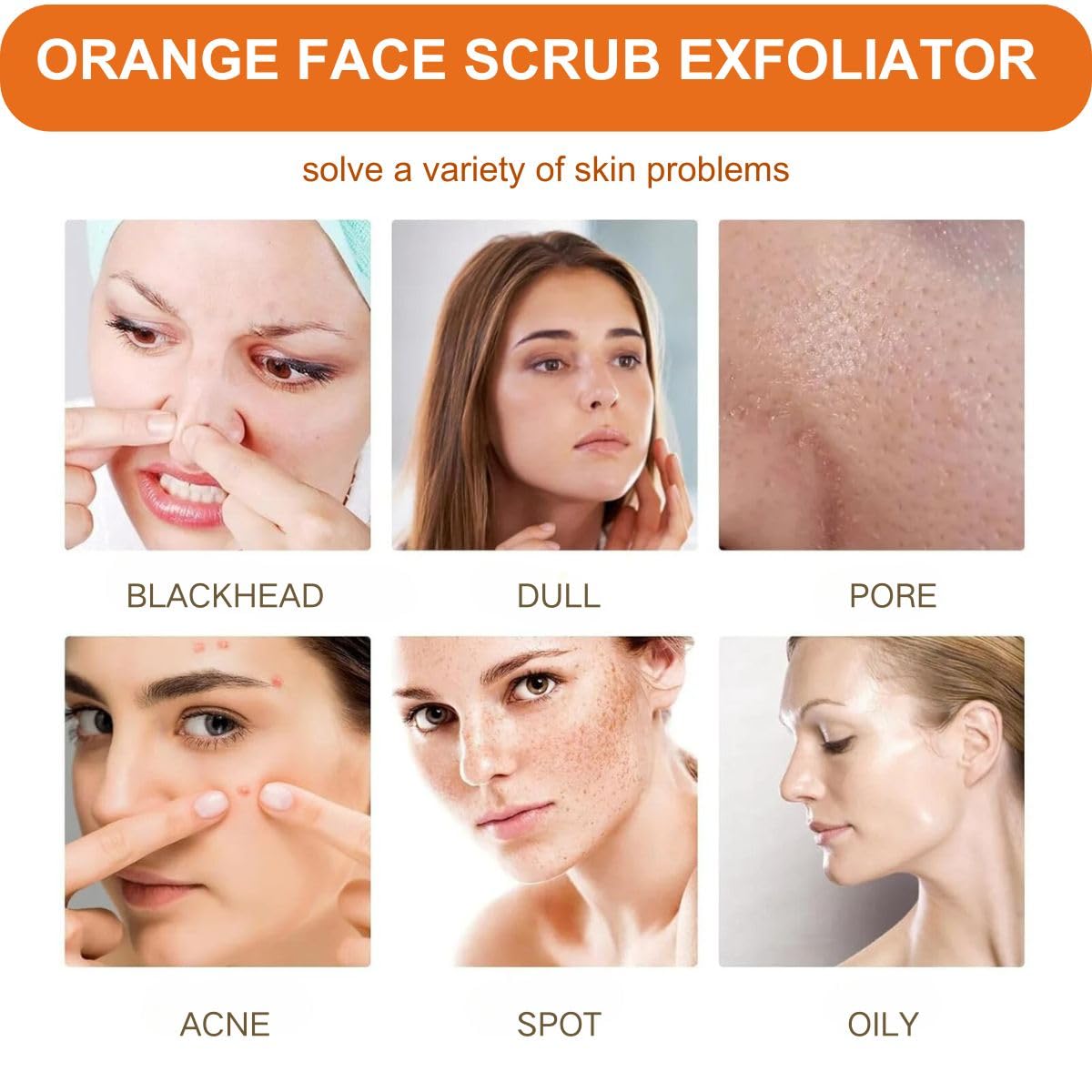 IZBEAUVO Orange Face Exfoliator,Vitamin C Facial Scrub Gel,Deep Exfoliating Face Wash,Blackhead Scrub,Orange Gel Face Scrub Brightening Skin,Soft Your Skin and Remove Dead Skin For Smooth & Radiant