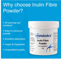 Metabolics Inulin Fibre Powder- 150g Pot- from Chicory Root with No Added Ingredients Made in The UK