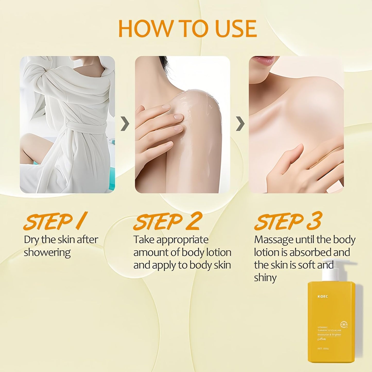 Turmeric & Vitamin C Cream Face Body Lotion - Firming, Brightening, and Moisturizing Skin Care (300ml)