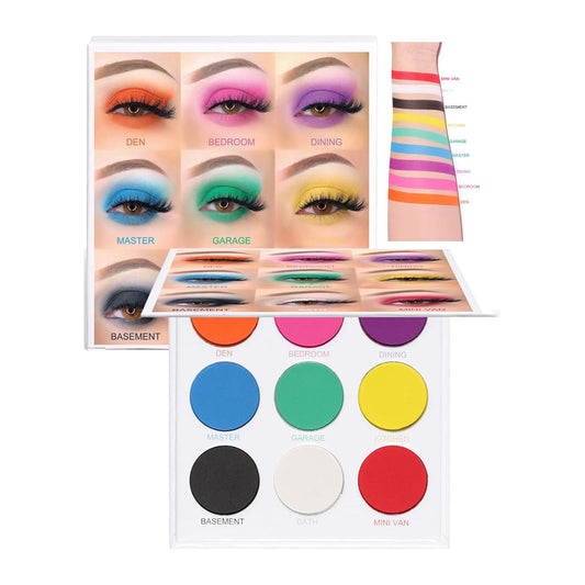 Pothenika 9 Colours Rainbow Highly Pigmented Matte Eye Shadow Palette, Waterproof Long Lasting Makeup Palette, Colorful Bright Eyeshadow Makeup Palette