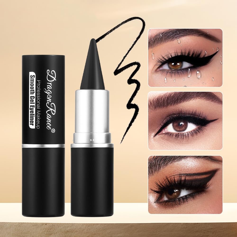 Black Gel Eyeliner Pencil, Dulele 2 Colors Natural Cream Waterproof Smudge Proof Eye Liner Black, Multi-Use Eyeliner Stick & Face Paint Stick Makeup, Eye-liners for Women Girls (Black & Coffee)