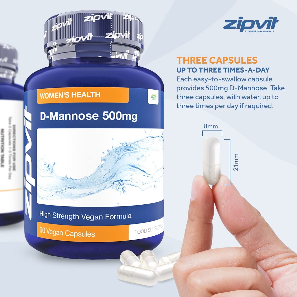 D-Mannose 1500mg Per Serving, 90 Vegan D Mannose Capsules. Natural Cystitis Supplement for Women and Men. UK Manufactured.
