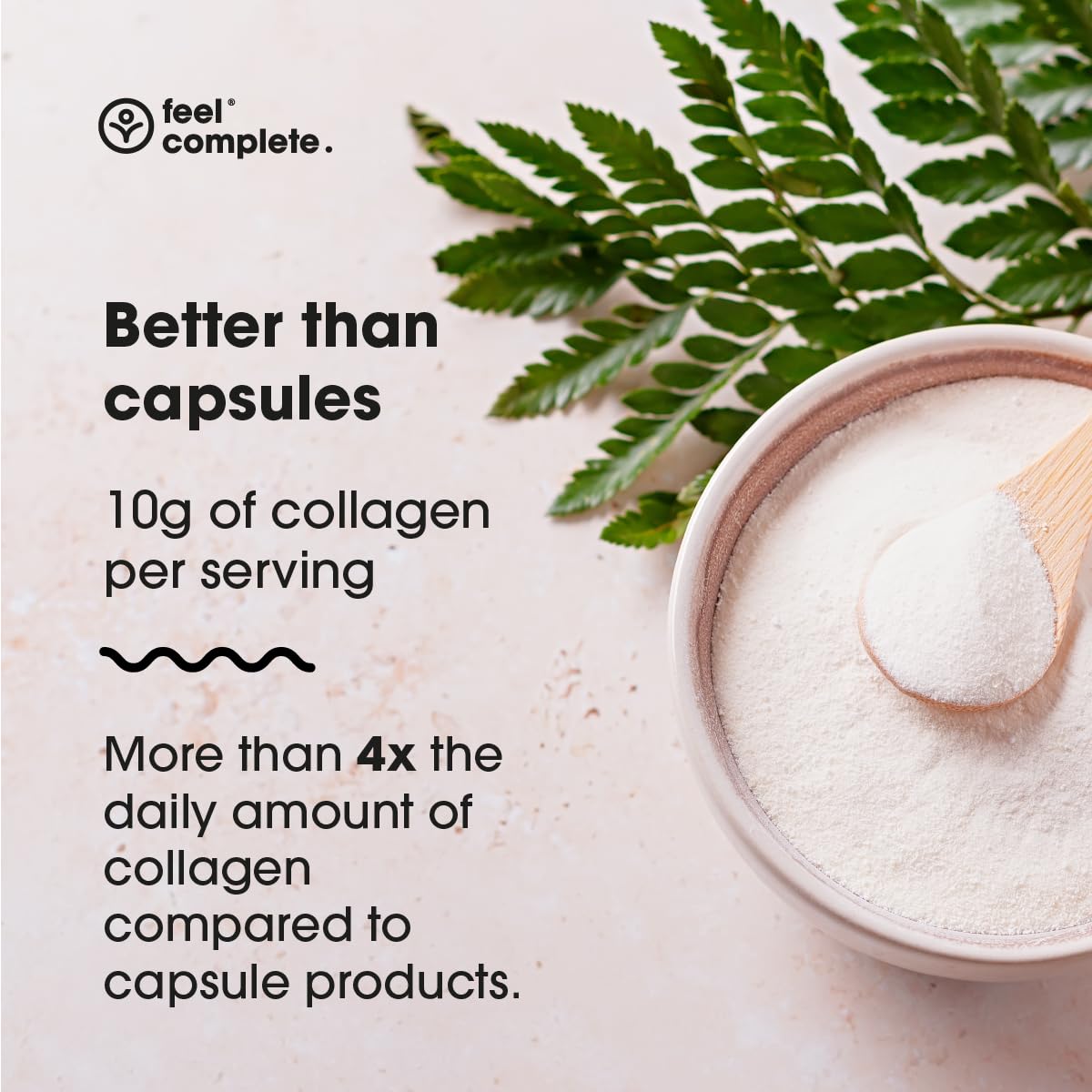 Feel Complete - High Protein Collagen - Premium Type 1 & 3 Hydrolysed Bovine Collagen - Halal - Skin, Hair & Nail - Includes Amino Acids - 300g