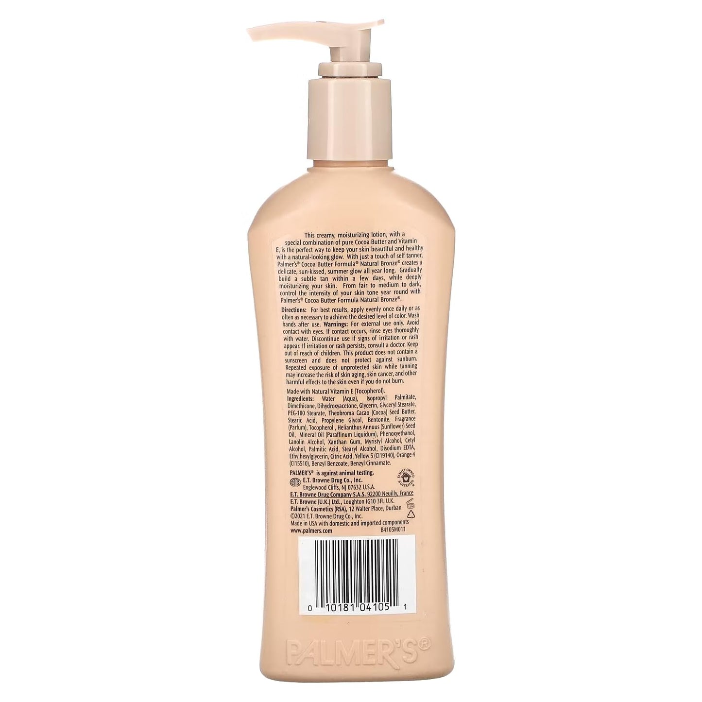 Cocoa Butter Body Lotion Natural Bronze Vitamin E - Gradual Tanning 24-Hour Moisturizer Maintains Tan Deep Hydration Skincare for All Skin Tones Dry Stretch Marks 250-ml