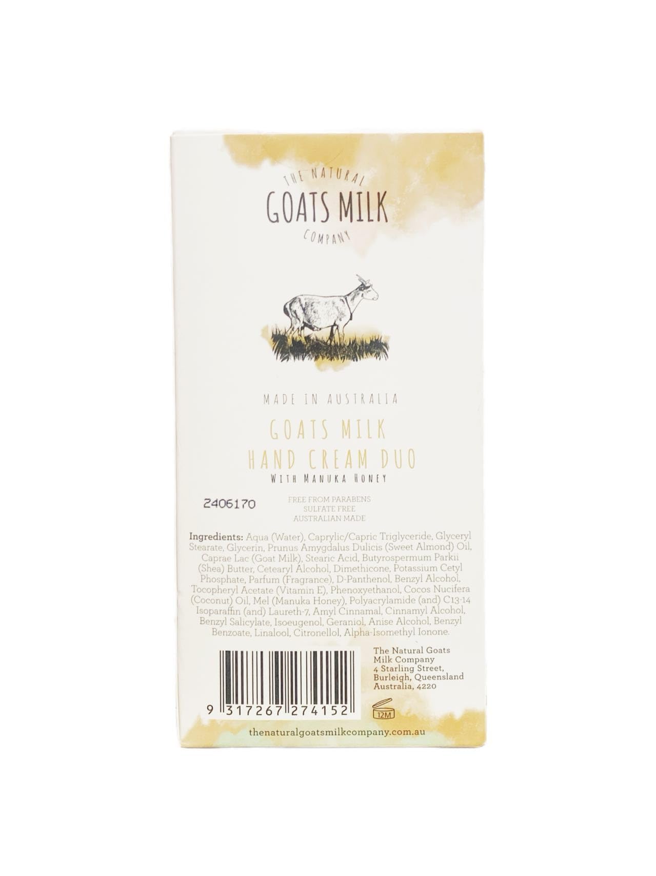 The Natural Goat Milk Company - Goats Milk Hand Cream Duo - With Manuka Honey 125mL×2