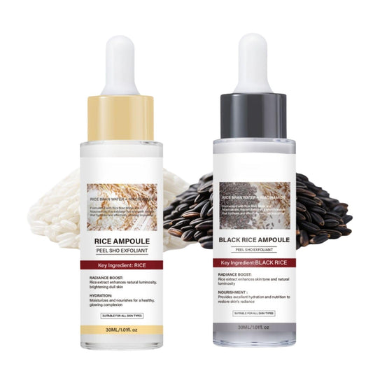 Cureluxe Peel Shot Glow Rice & Black Rice Hydration Duo - Korean Skincare Essence Toner, Pore Minimizer Serum With Hyaluronic Acid, Lightweight Face Moisturiser For All Skin Types