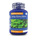 Ginkgo Biloba 6000mg Standardised Leaf Extract, 360 Vegan Tablets with Vitamin B3 and B5. Supports Focus, Mental Performance, and Energy. Vegetarian Society Approved. 12 Months Supply.