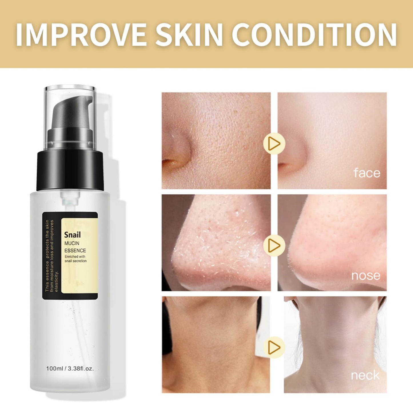 Tongyend Snail Repair Essence, Snail 96% Mucin Power Repairing Essence, Hyaluronic Acid Serum for Face, Hydrating Serum for Face with Snail Secretion Filtrate for Dull & Damaged Skin