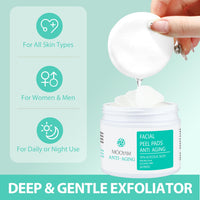 IREV Glycolic Acid Resurfacing Pads 35% for Face and Body- Exfoliating Facial Peel with Vitamins B5, C & E, Green Tea - Glycolic Acid Face Wash for Cleansing Peeling 50 Pads