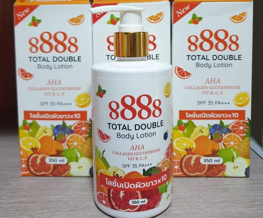 8888 Total Double Body Lotion, 350 ml, SPF 35, AHA Collagen Glutathione Vit B, C, E