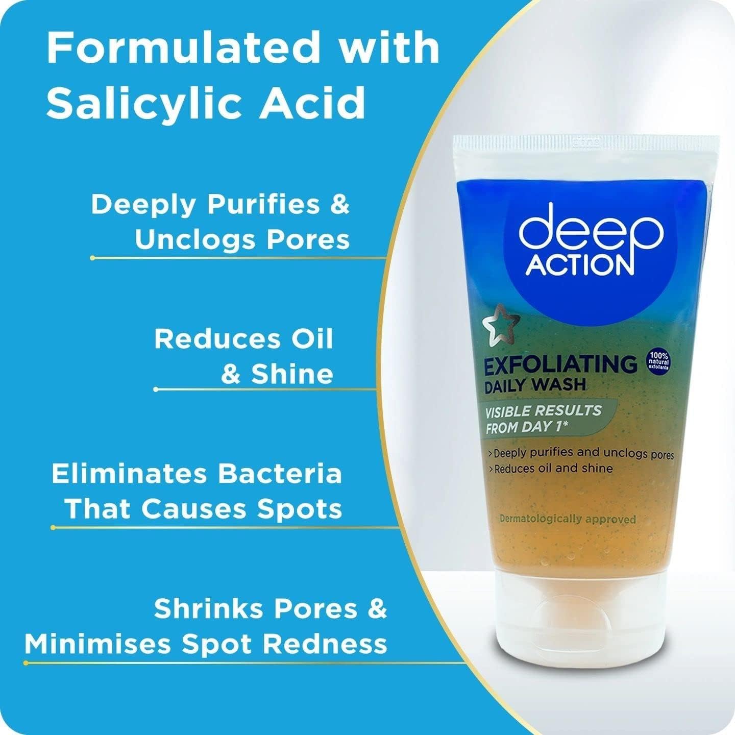 Generic Salicylic Acid Exfoliating Face Wash (Pack of 3) – Clearer Skin from Day 1 | Unclogs Pores, Controls Oil & Shine | Cruelty-Free & Dermatologist Approved