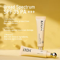 KYDA Mineral Sunscreen Eye Cream, Packaging Upgrade, 3-in-1 Anti-Aging Under Eye Cream for Dark Circle and Fine Lines, SPF 35, Medium