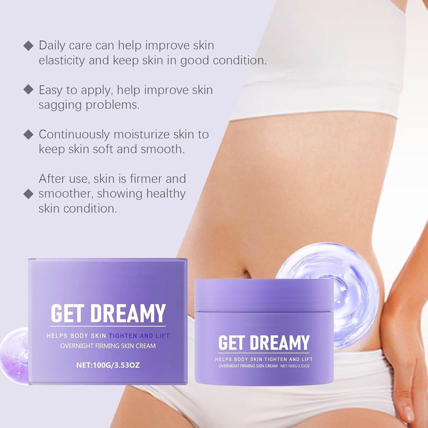 Generic Overnight Toning Body Firming Cream, Get Dreamy Overnight Toning Whip,Bodys Firming Whip, Anti-Wrinkle Skin Tightening Gel, Body Firming Whips for All Skin Types - 3.53floz