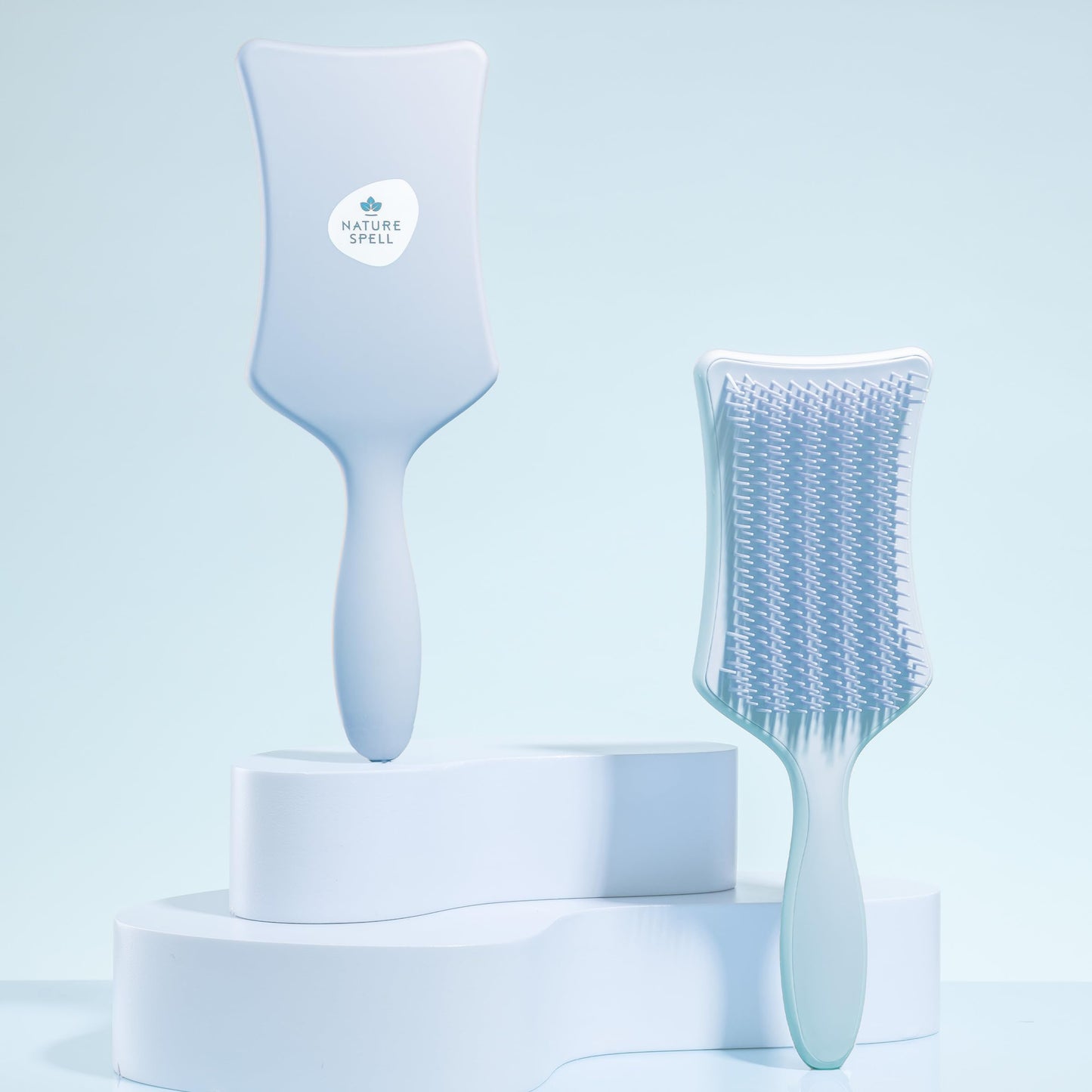 Nature Spell No Knots Detangling Hair Brush | Detangles All Hair Types | For Wet & Dry Hair | Eliminates Knots & Reduces Breakage | (Matte Blue)