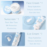 Milk Skincare for Teenage Girls Gifts - Beauty Milk Skin Care Sets & Kits - Nourish Facial Kits for Women with Cleanser,Serum,Cream,Eye Cream,Scrub,5pcs hair Accessories,Gift bag (18pcs)
