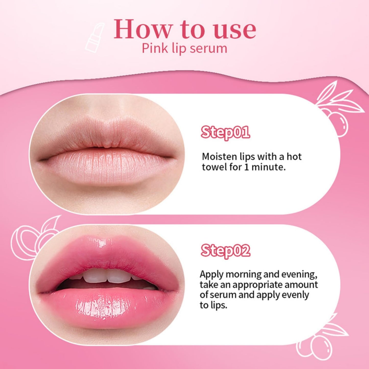 Siyinzu 2PCS Pink Lip Serum Plumper,Pink Tinted Lip Balm,Pin-k Lip Serum,Instant Lip Plumping Gloss,Pin-k Lip Plumper to Reduce Fine Lines,Clear Lip Gloss,Color Changing L-ip Gl-oss,Nourishing Repair Li-p Oil