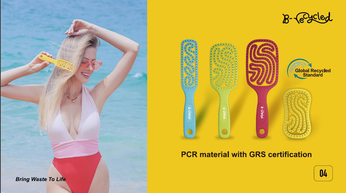 B recycled hair brush (40x230x42, yellow)