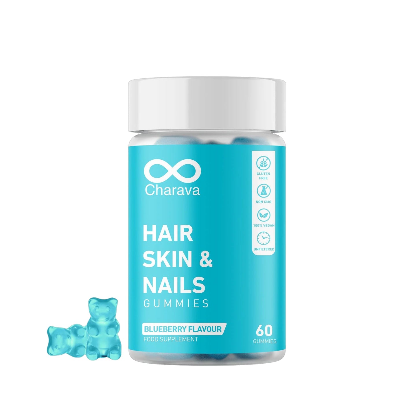 Charava Biotin Gummies for Hair and Nail Growth - Hair, Skin & Nails Vitamin Supplement, Reduces Breakage, Promotes Healthier Thicker Hair - Daily Chewable Vitamin Gummies - 30 Servings - 60 Gummies