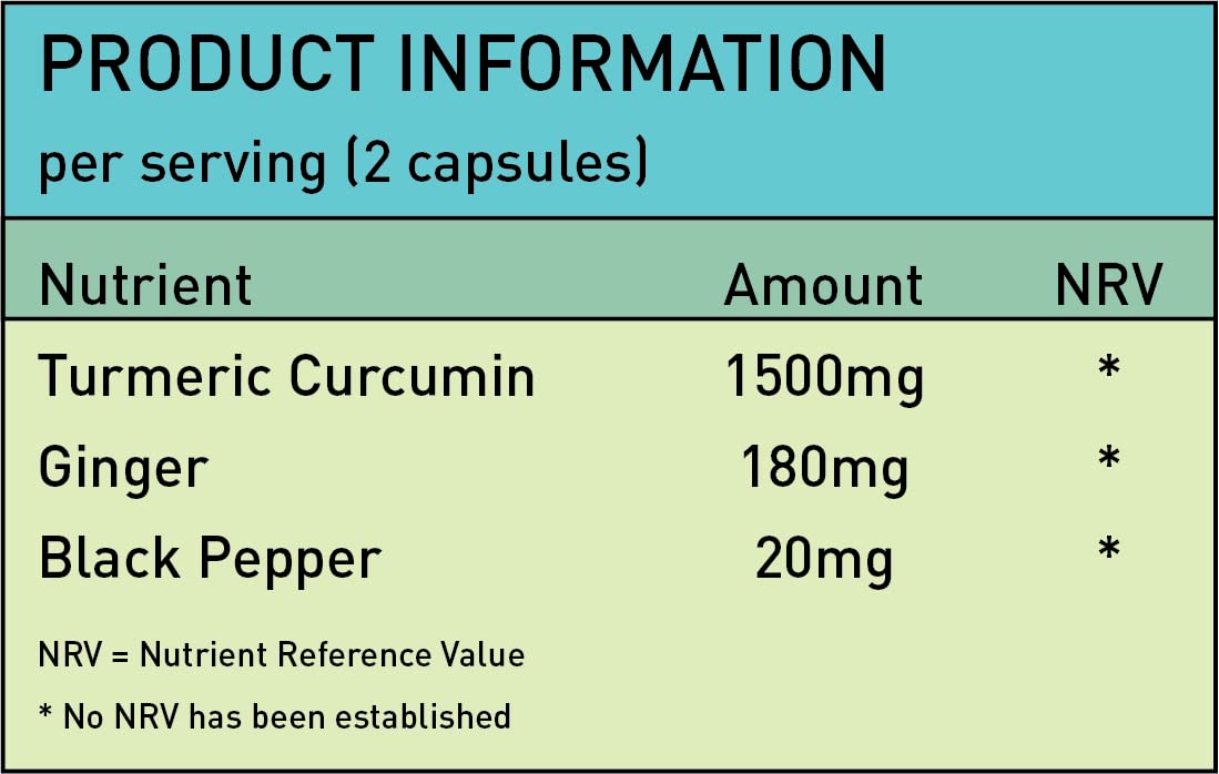 Turmeric Curcumin, Ginger & Black Pepper 1700mg - 90 Capsules - High Strength