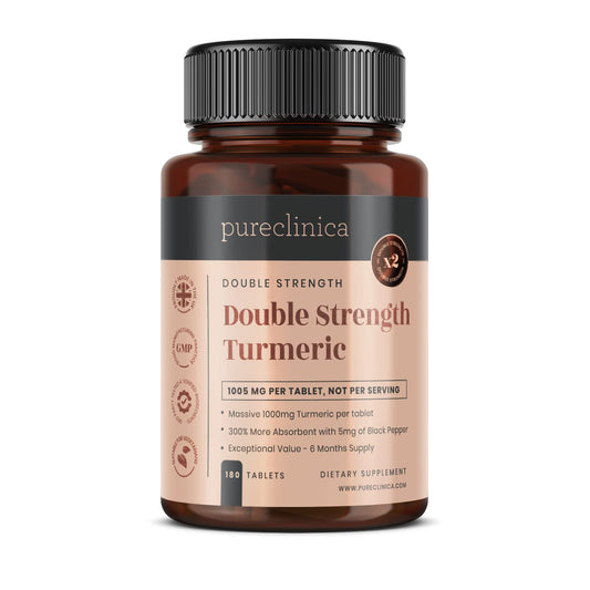 Double Strength Turmeric - 1000mg x 180 Tablets - Natural Levels of Curcumin - and 5mg Black Pepper Extract.