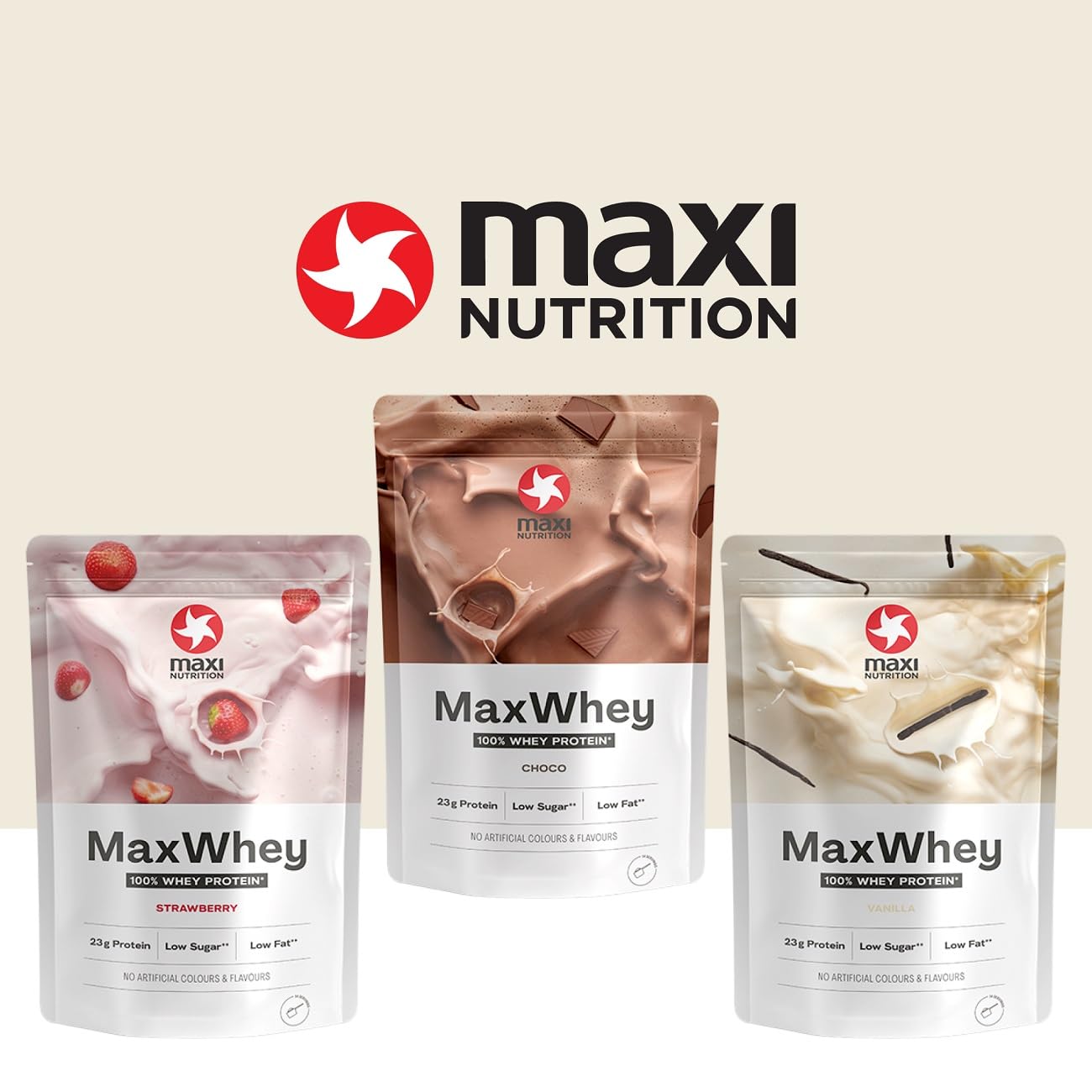 MaxiNutrition - MaxWhey - Whey Protein Powder Vanilla - Low-Fat - Low Sugar - Gluten & Soy-Free - Vegetarian - 420g - 113 kcal per Serving - 14 Servings
