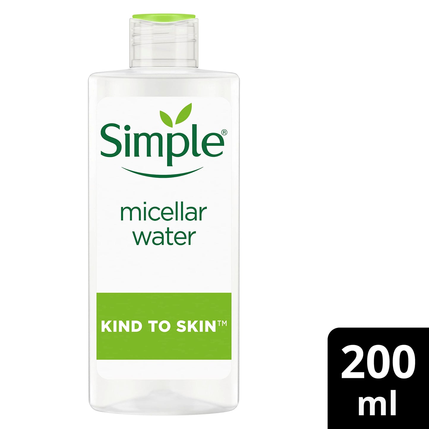 Simple Kind to Skin Cleansing Water Micellar 90% hydration boost facial cleanser and makeup remover, 200ml