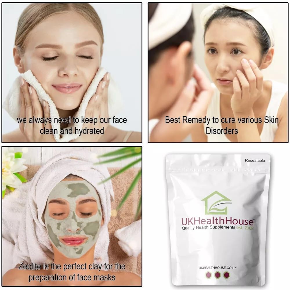 UKHealthHouse Zeolite | Clinoptilolite 95% | 3X Activated | Natural Mineral Dust Less-Than 2 µm | Micronized Zeolite Detox Powder | Easy to Use (1kg)